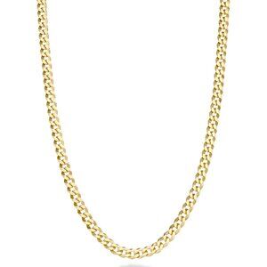 Italian 18K Gold Plated 925 Sterling Silver 3.5mm Diamond-Cut Cuban Link Curb Ch